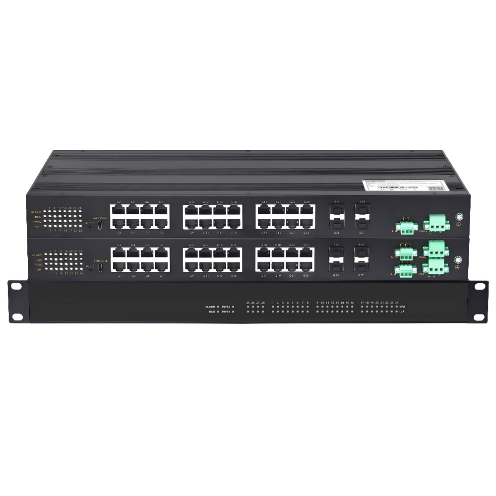 ROGERCON100-28GA二层全国产千兆4光24电网管型机架式工业交换机